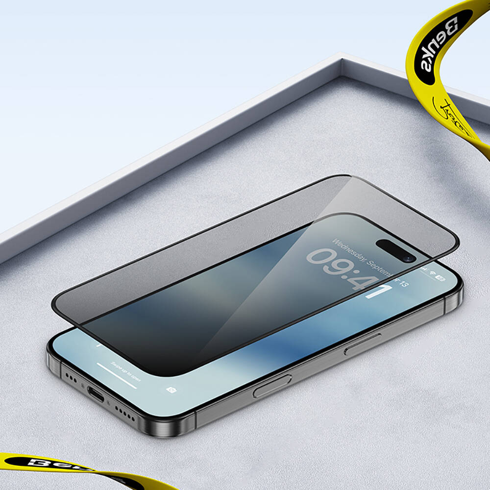 Apple iPhone 14 Pro Uyumlu Hidrofobik Ve Oleofobik Özellikli Benks Privacy Air Shield 0.4mm Ekran Koruyucu 10'lu Paket - 9