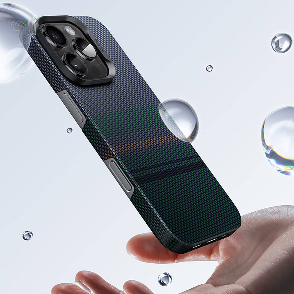 Apple iPhone 16 Pro Max Kılıf Magsafe Şarj Özellikli Karbon Fiber Tasarımlı Benks Aurora ArmorAir Kevlar Kapak - 12