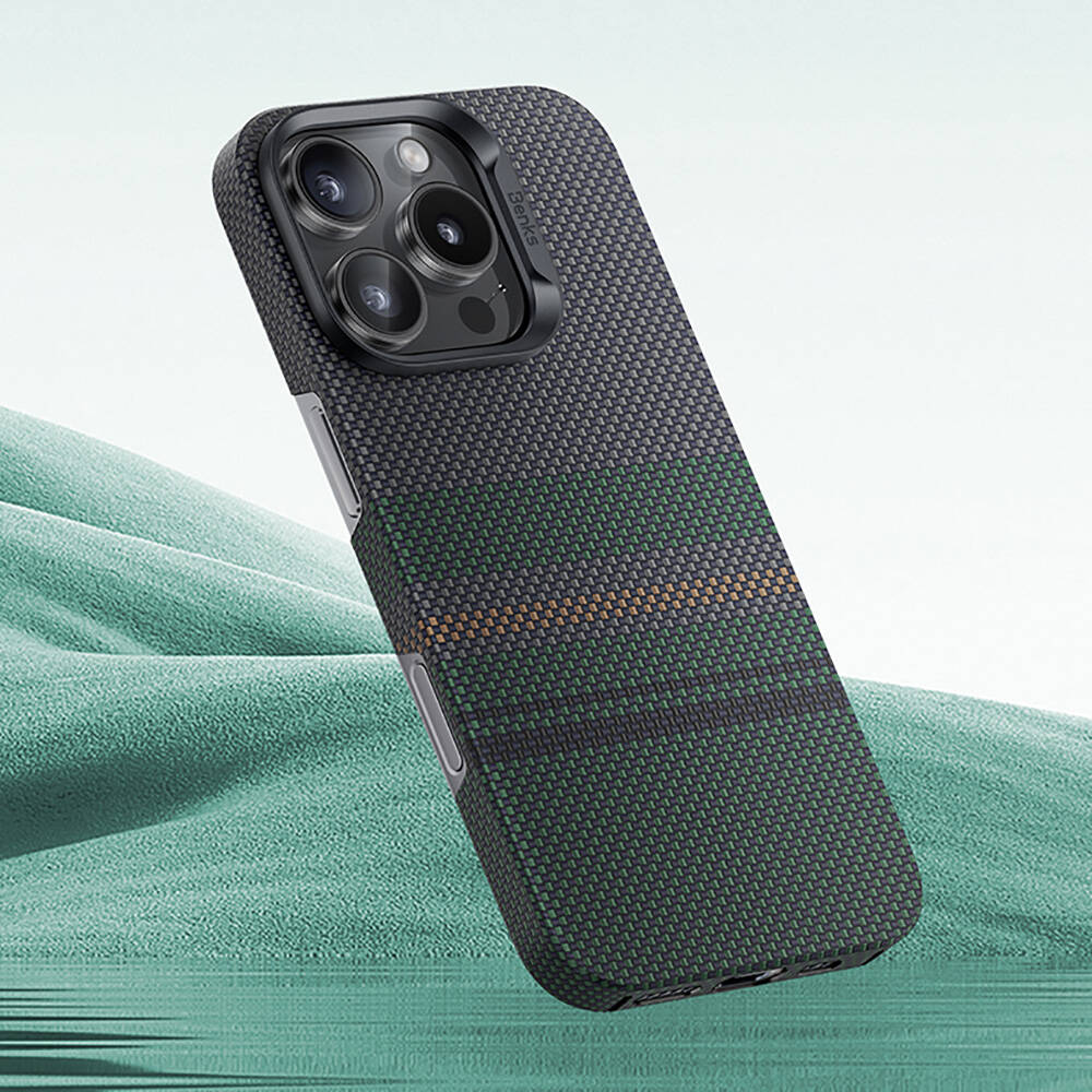 Apple iPhone 16 Pro Kılıf Magsafe Şarj Özellikli Karbon Fiber Tasarımlı Benks Aurora ArmorAir Kevlar Kapak - 4