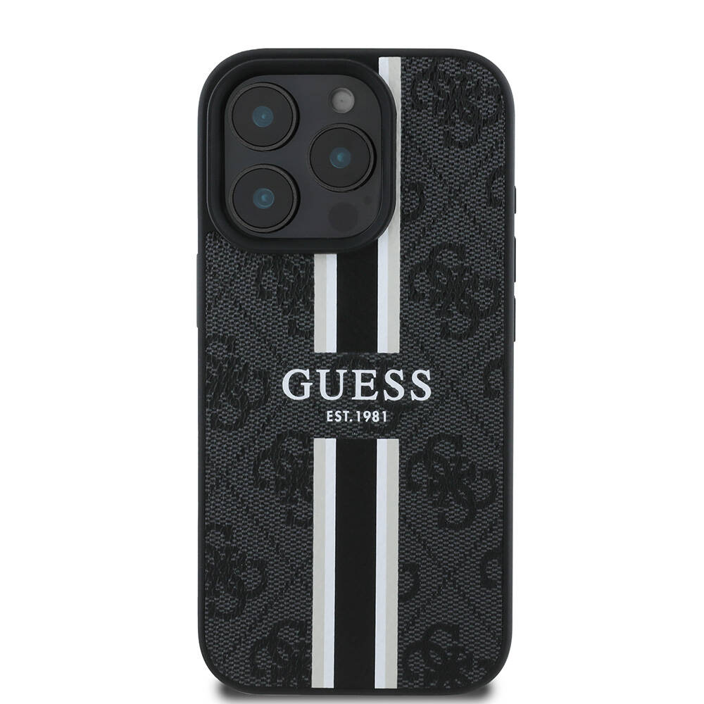 Apple iPhone 16 Pro Kılıf Guess Orjinal Lisanslı Magsafe Şarj Özellikli 4G Şerit Tasarımlı Printed Kapak - 2