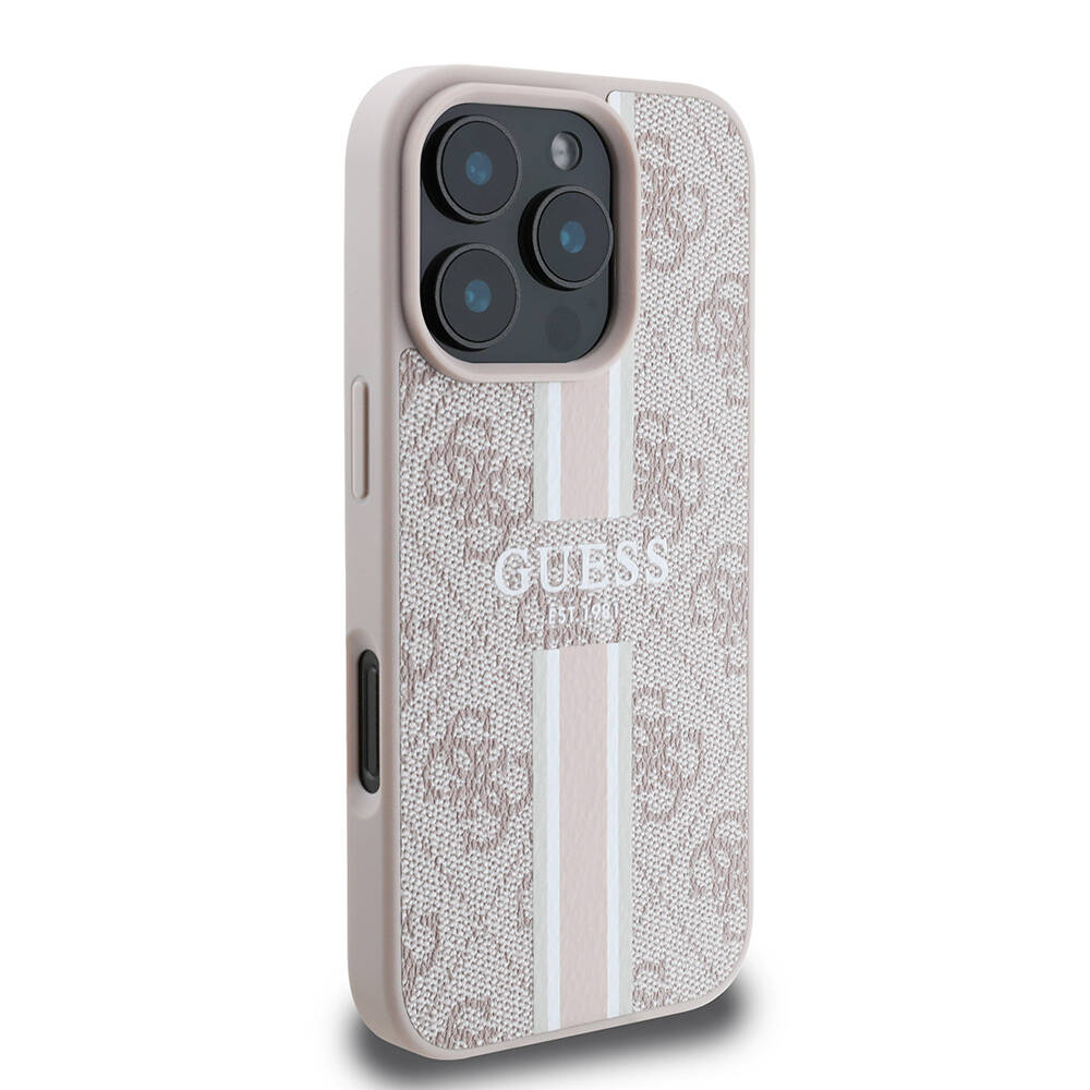Apple iPhone 16 Pro Kılıf Guess Orjinal Lisanslı Magsafe Şarj Özellikli 4G Şerit Tasarımlı Printed Kapak - 9