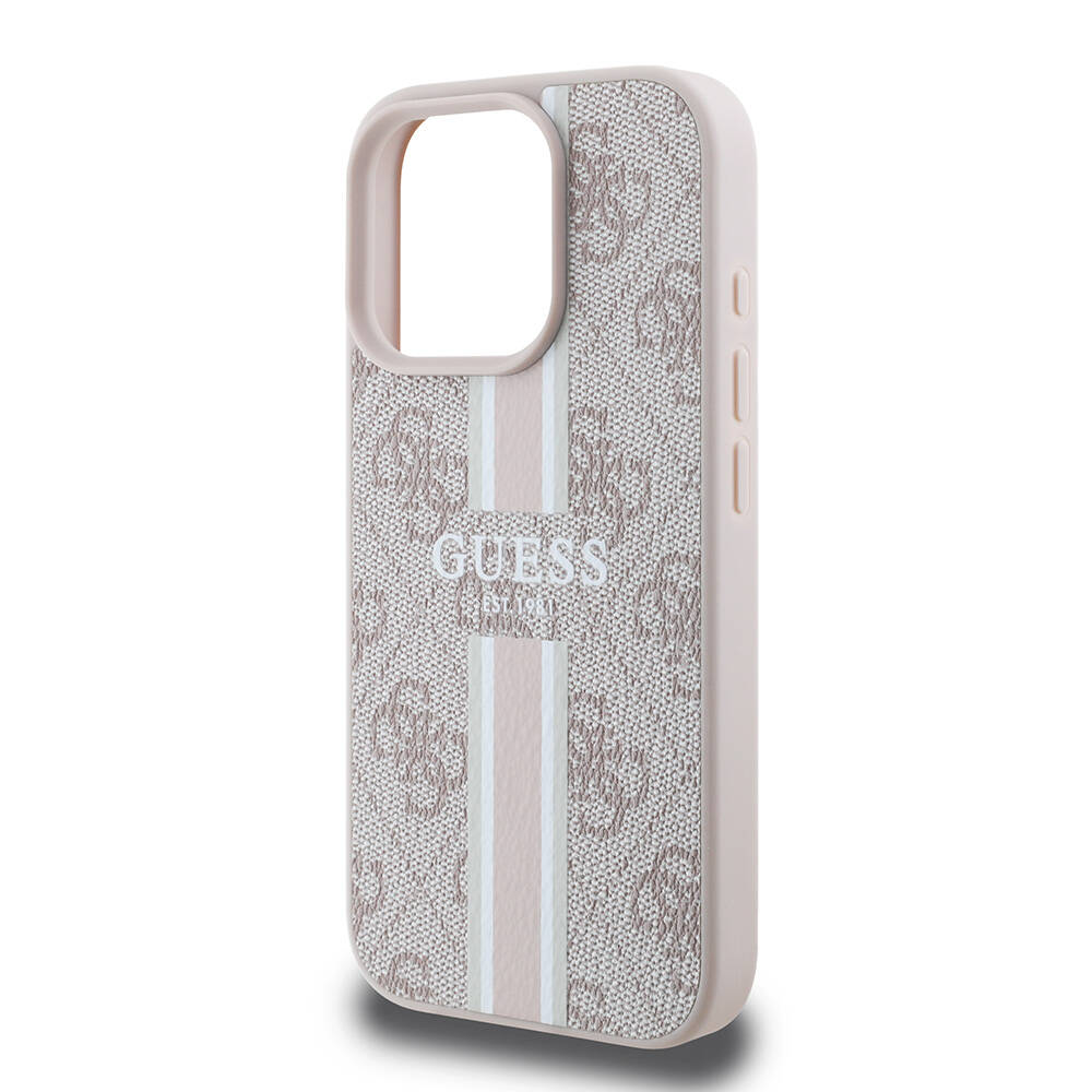 Apple iPhone 16 Pro Kılıf Guess Orjinal Lisanslı Magsafe Şarj Özellikli 4G Şerit Tasarımlı Printed Kapak - 11