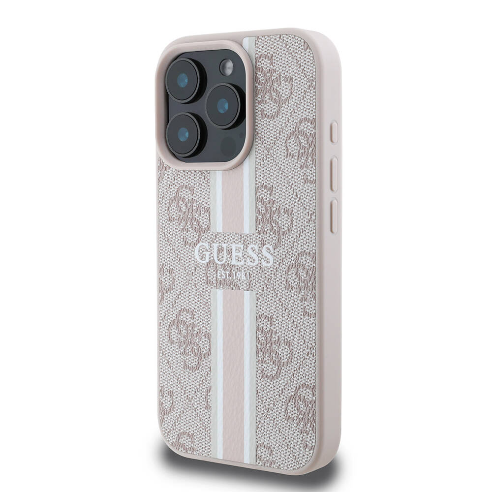 Apple iPhone 16 Pro Kılıf Guess Orjinal Lisanslı Magsafe Şarj Özellikli 4G Şerit Tasarımlı Printed Kapak - 14