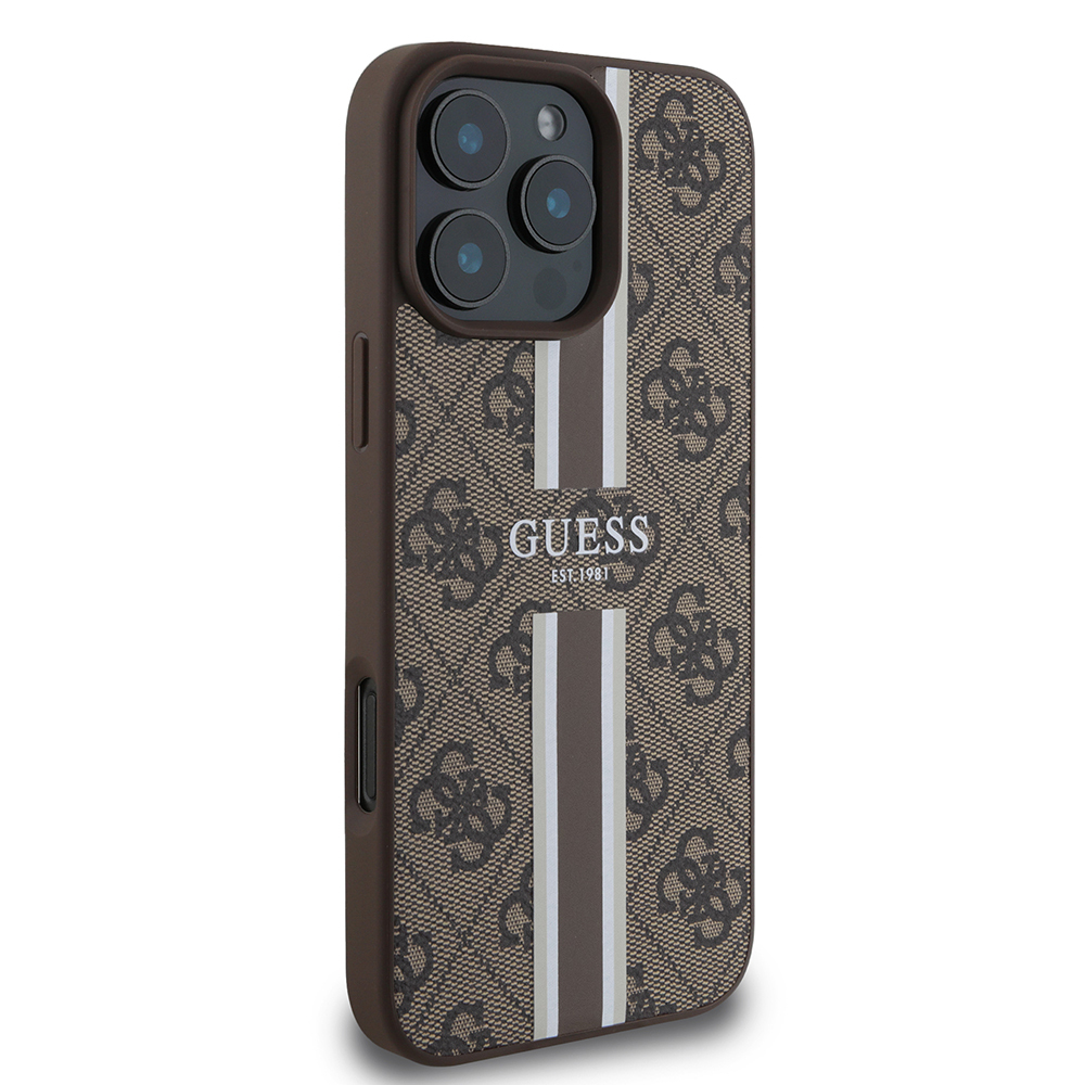 Apple iPhone 16 Pro Uyumlu Kılıf Guess Orjinal Lisanslı Magsafe Şarj Özellikli 4G Şerit Tasarımlı Printed Kapak - 17