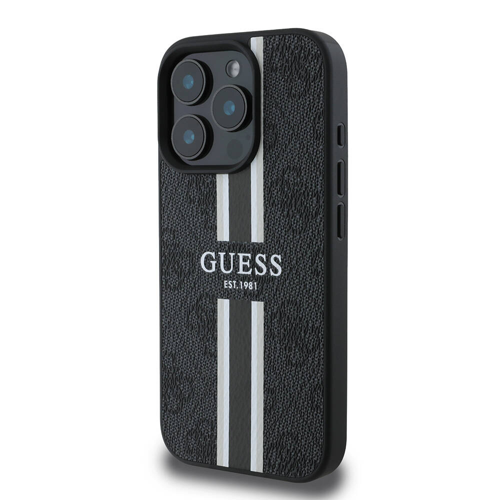 Apple iPhone 16 Pro Max Kılıf Guess Orjinal Lisanslı Magsafe Şarj Özellikli 4G Şerit Tasarımlı Printed Kapak - 1