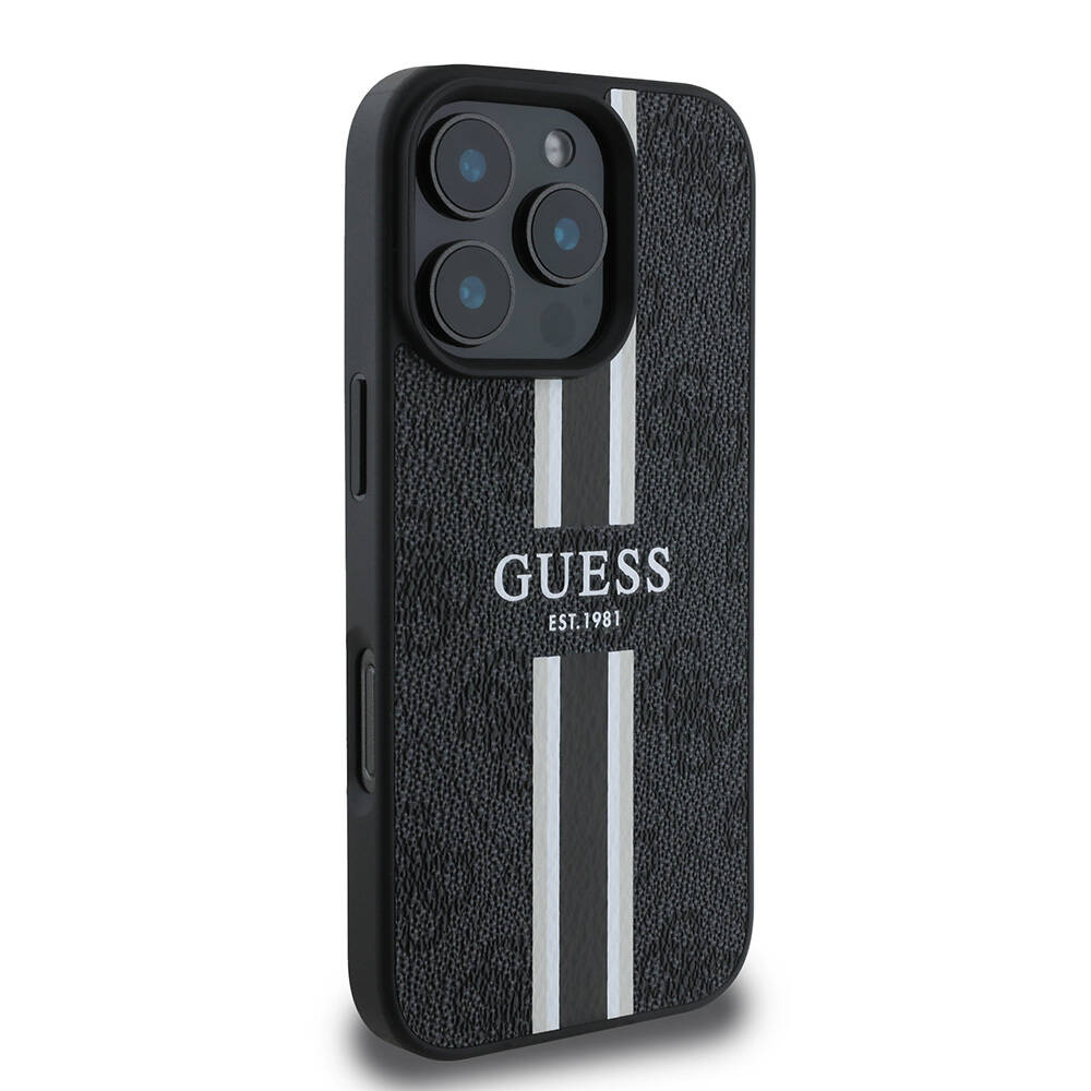 Apple iPhone 16 Pro Max Kılıf Guess Orjinal Lisanslı Magsafe Şarj Özellikli 4G Şerit Tasarımlı Printed Kapak - 3