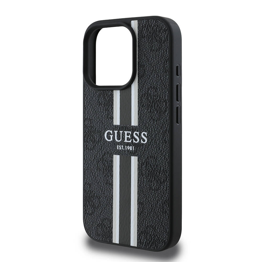 Apple iPhone 16 Pro Max Kılıf Guess Orjinal Lisanslı Magsafe Şarj Özellikli 4G Şerit Tasarımlı Printed Kapak - 5