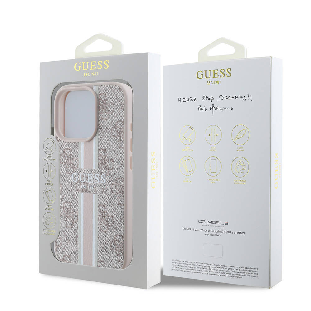 Apple iPhone 16 Pro Max Kılıf Guess Orjinal Lisanslı Magsafe Şarj Özellikli 4G Şerit Tasarımlı Printed Kapak - 14