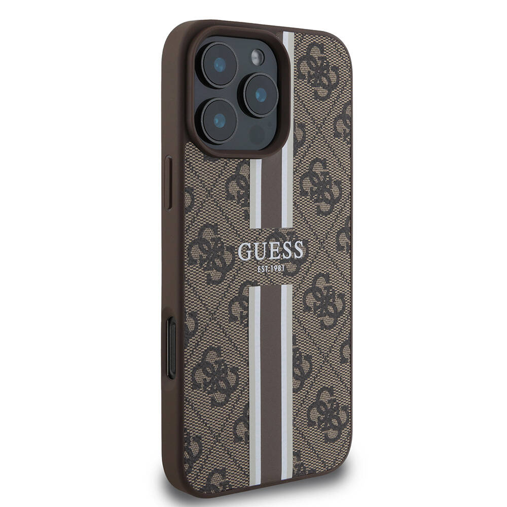 Apple iPhone 16 Pro Max Kılıf Guess Orjinal Lisanslı Magsafe Şarj Özellikli 4G Şerit Tasarımlı Printed Kapak - 17