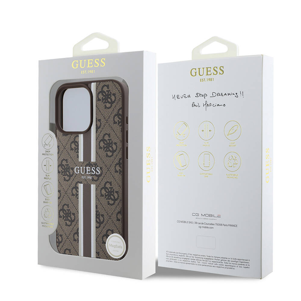 Apple iPhone 16 Pro Max Kılıf Guess Orjinal Lisanslı Magsafe Şarj Özellikli 4G Şerit Tasarımlı Printed Kapak - 21