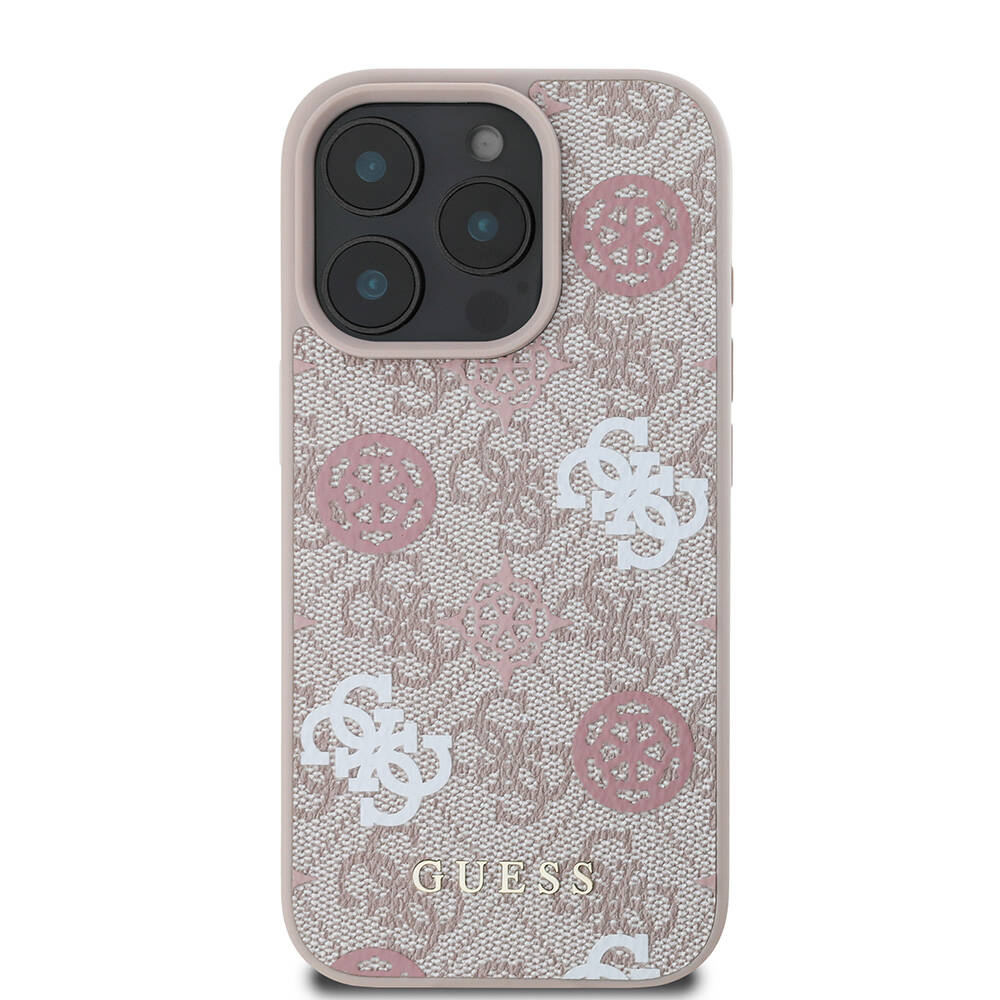Apple iPhone 16 Pro Kılıf Guess Orjinal Lisanslı Magsafe Şarj Özellikli 4G Desenli Yazı Logolu Peony Kapak - 9