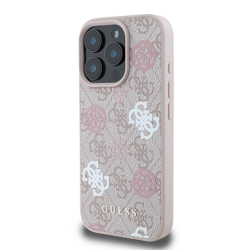 Apple iPhone 16 Pro Max Uyumlu Kılıf Guess Orjinal Lisanslı Magsafe Şarj Özellikli 4G Desenli Yazı Logolu Peony Kapak - 15