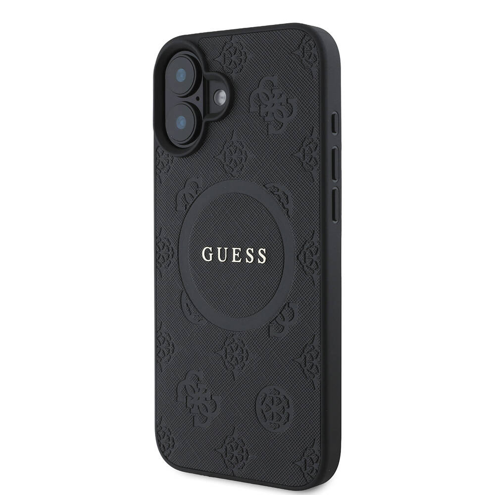Apple iPhone 16 Plus Kılıf Guess Orjinal Lisanslı Magsafe Şarj Özellikli Yazı Logolu Saffiano Peony Kapak - 1