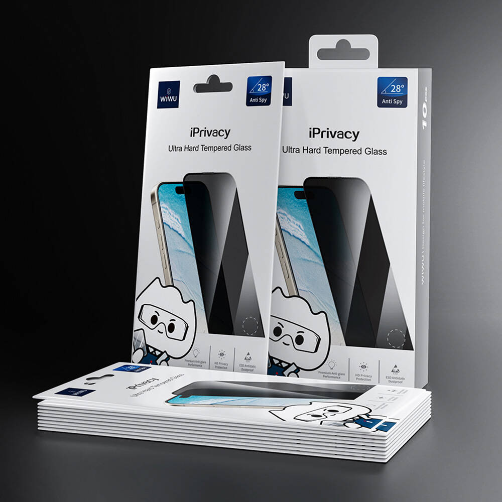 Apple iPhone 16 Wiwu GT-015 Özellikli Çok Katmanlı Temperli iPrivacy Cam Ekran Koruyucu 10'lu Paket - 8
