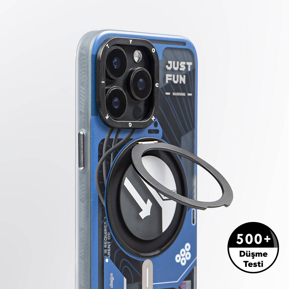 Apple iPhone 15 Pro Max Uyumlu Kılıf Magsafe Şarj Özellikli YoungKit 360° Standlı Starship Serisi Kapak - 8