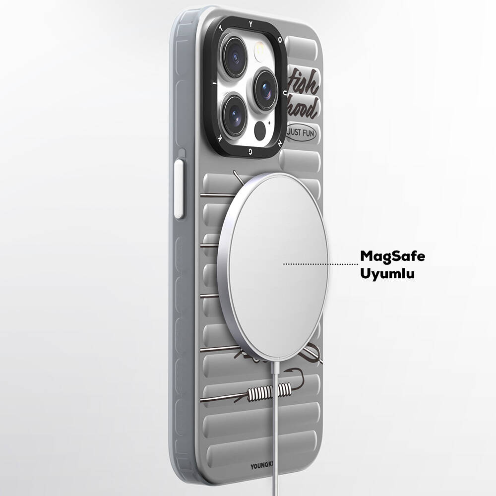 Apple iPhone 15 Pro Max Uyumlu Kılıf Magsafe Şarj Özellikli YoungKit Fishing Serisi Kapak - 5