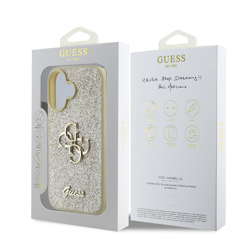 Apple iPhone 16 Plus Kılıf Guess Orjinal Lisanslı 4G Büyük Metal Logolu Glitter Kapak - 12