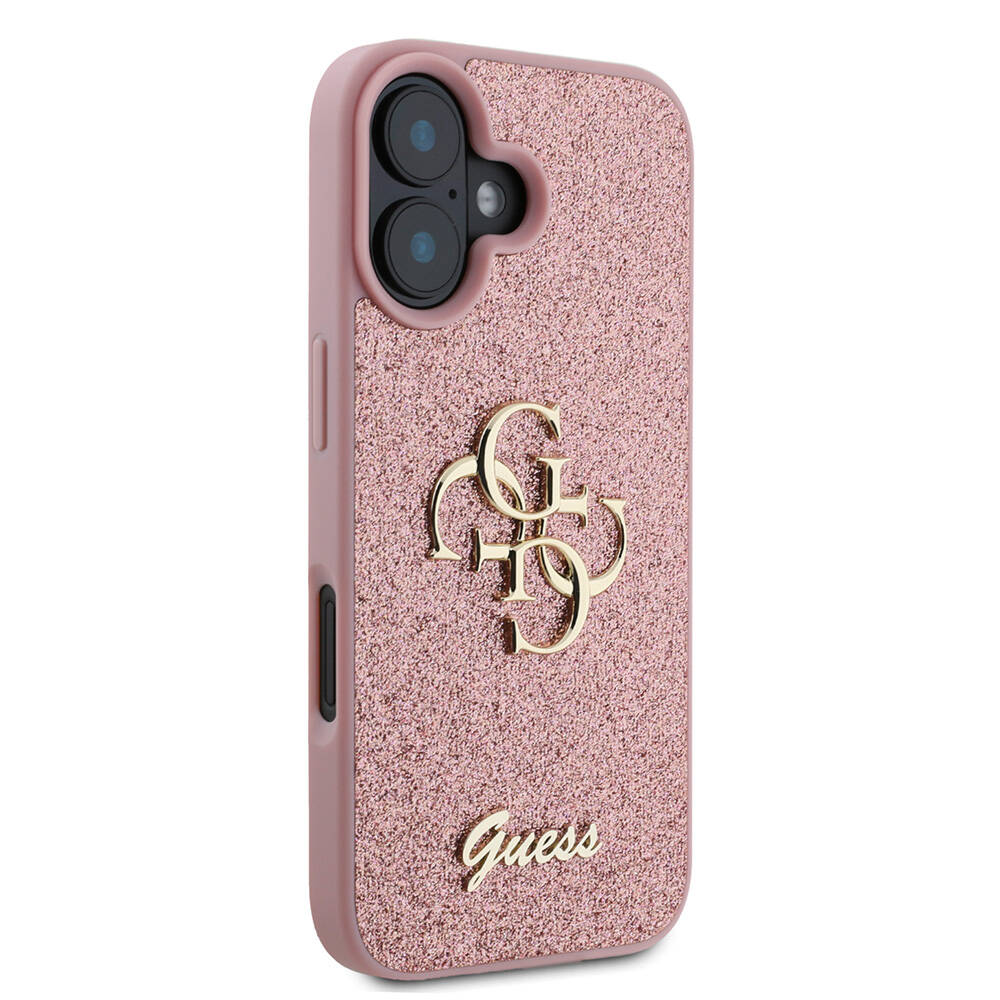 Apple iPhone 16 Plus Kılıf Guess Orjinal Lisanslı 4G Büyük Metal Logolu Glitter Kapak - 16
