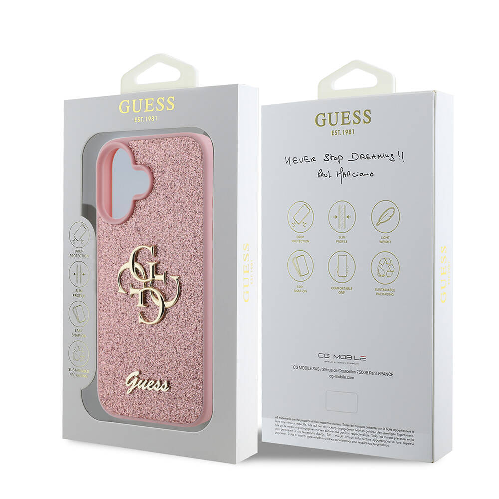 Apple iPhone 16 Plus Kılıf Guess Orjinal Lisanslı 4G Büyük Metal Logolu Glitter Kapak - 20