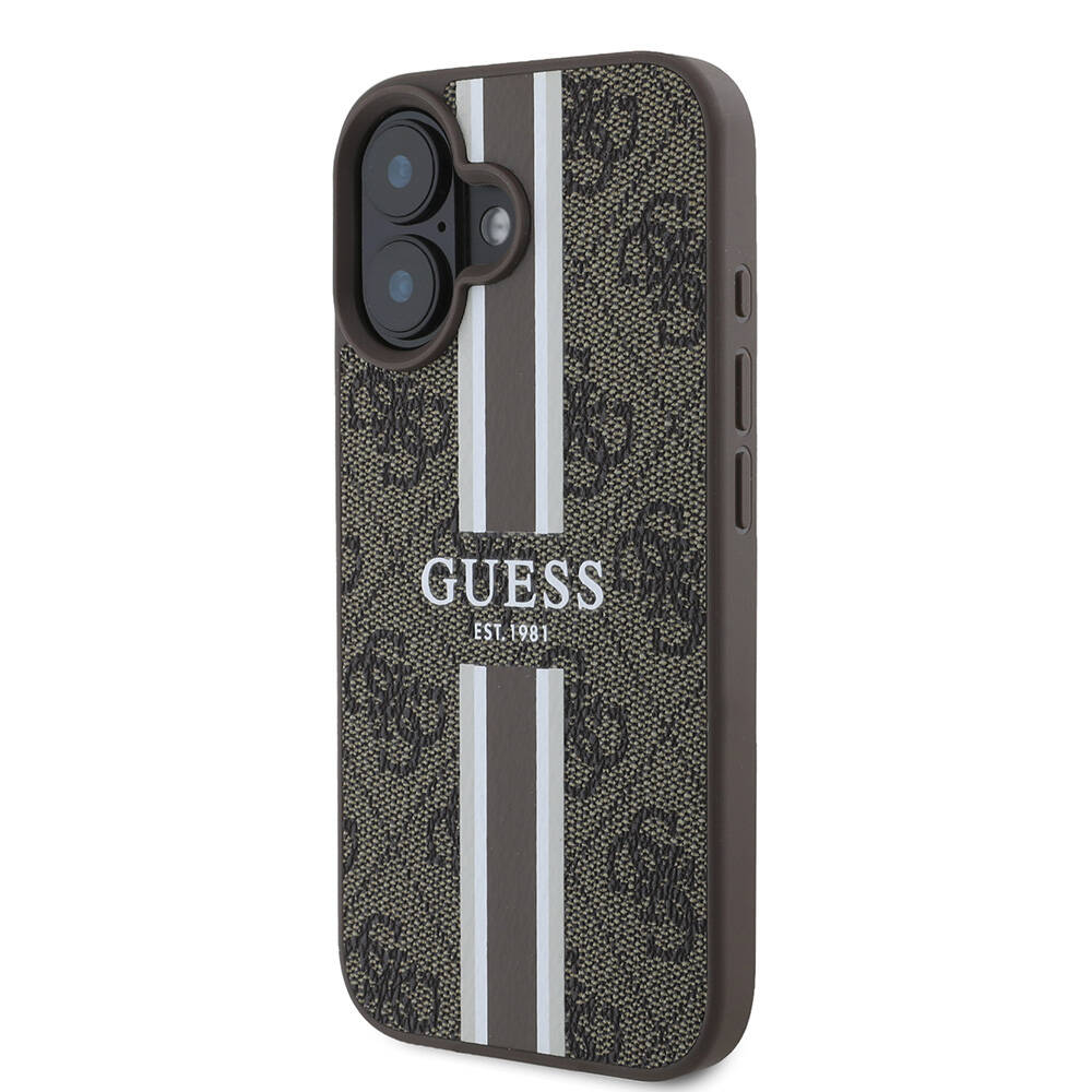Apple iPhone 16 Kılıf Guess Orjinal Lisanslı Magsafe Şarj Özellikli 4G Şerit Tasarımlı Printed Kapak - 1