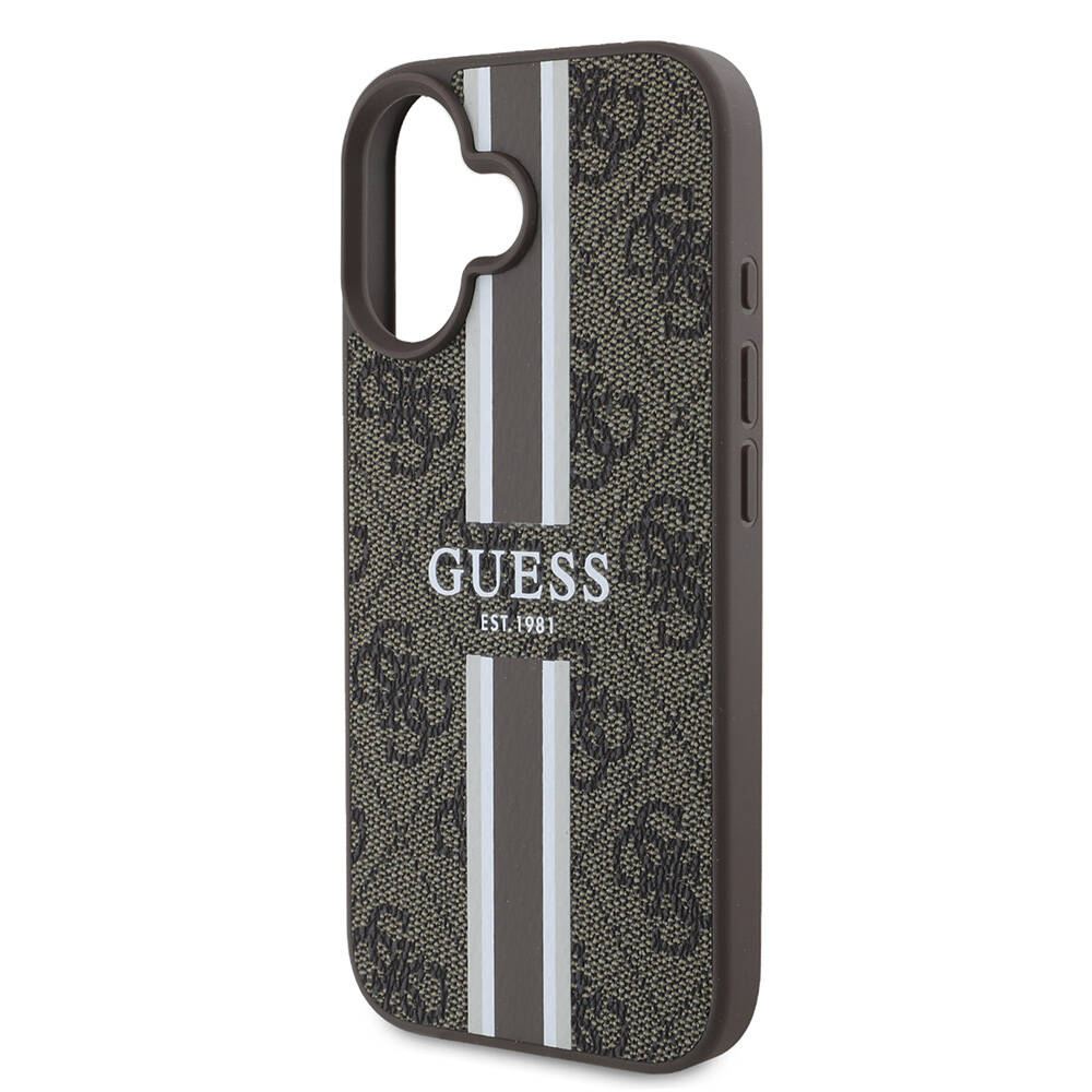 Apple iPhone 16 Kılıf Guess Orjinal Lisanslı Magsafe Şarj Özellikli 4G Şerit Tasarımlı Printed Kapak - 5