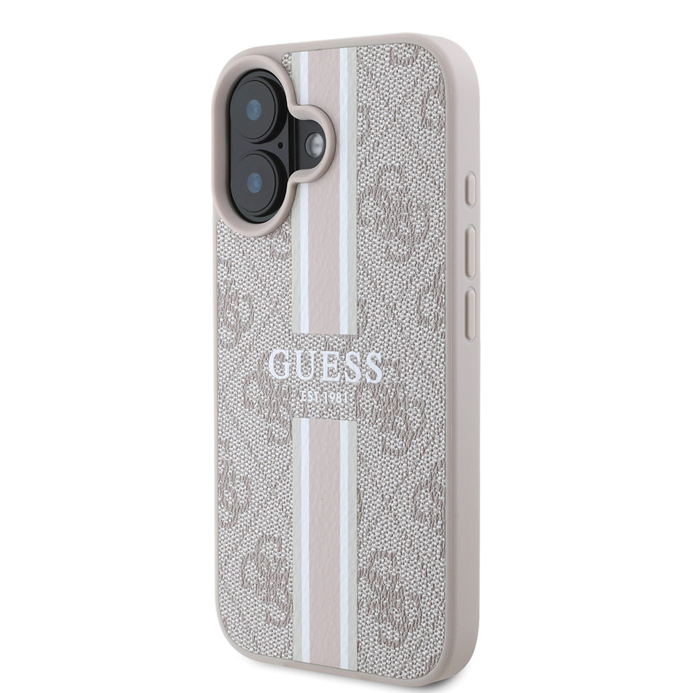 Apple iPhone 16 Uyumlu Kılıf Guess Orjinal Lisanslı Magsafe Şarj Özellikli 4G Şerit Tasarımlı Printed Kapak - 9