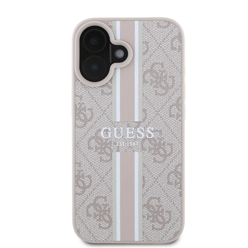 Apple iPhone 16 Uyumlu Kılıf Guess Orjinal Lisanslı Magsafe Şarj Özellikli 4G Şerit Tasarımlı Printed Kapak - 10