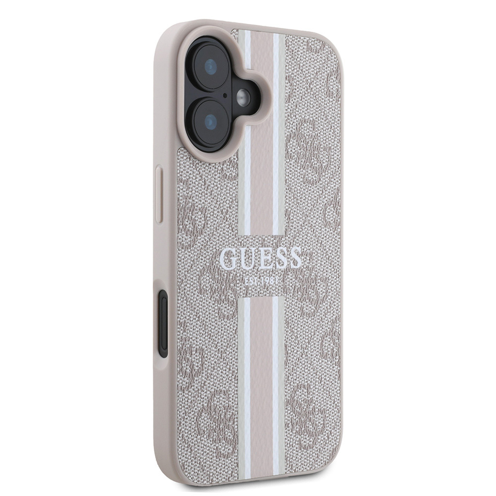 Apple iPhone 16 Uyumlu Kılıf Guess Orjinal Lisanslı Magsafe Şarj Özellikli 4G Şerit Tasarımlı Printed Kapak - 11