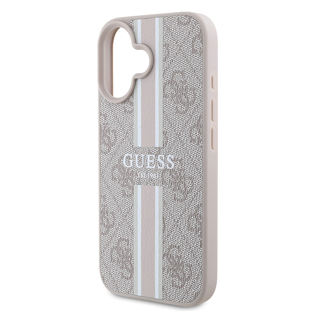 Apple iPhone 16 Uyumlu Kılıf Guess Orjinal Lisanslı Magsafe Şarj Özellikli 4G Şerit Tasarımlı Printed Kapak - 13