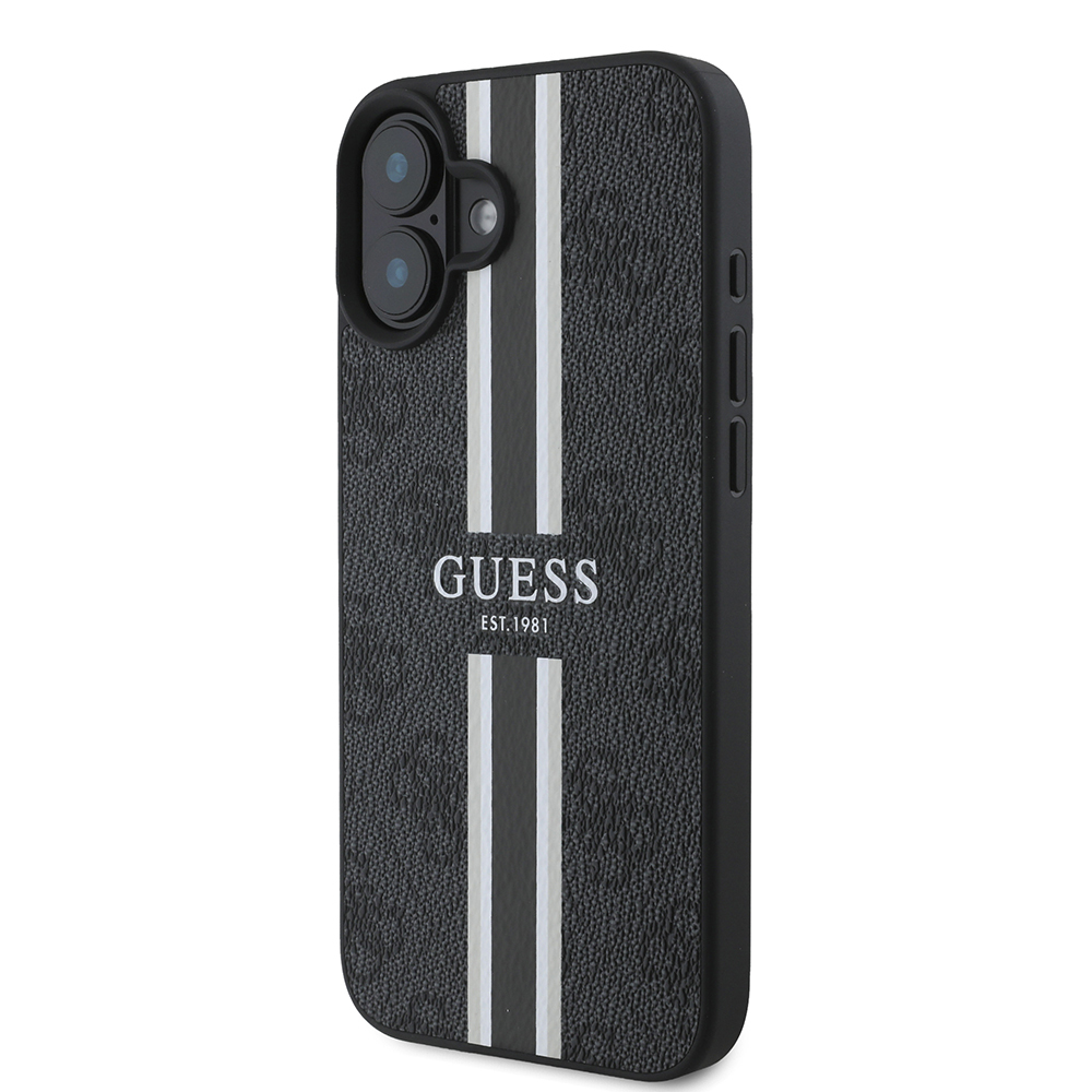 Apple iPhone 16 Uyumlu Kılıf Guess Orjinal Lisanslı Magsafe Şarj Özellikli 4G Şerit Tasarımlı Printed Kapak - 15