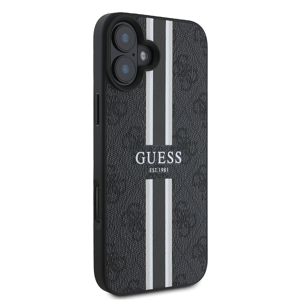 Apple iPhone 16 Uyumlu Kılıf Guess Orjinal Lisanslı Magsafe Şarj Özellikli 4G Şerit Tasarımlı Printed Kapak - 17