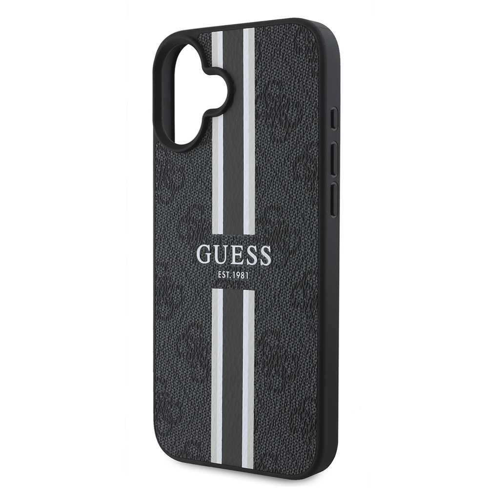 Apple iPhone 16 Uyumlu Kılıf Guess Orjinal Lisanslı Magsafe Şarj Özellikli 4G Şerit Tasarımlı Printed Kapak - 19