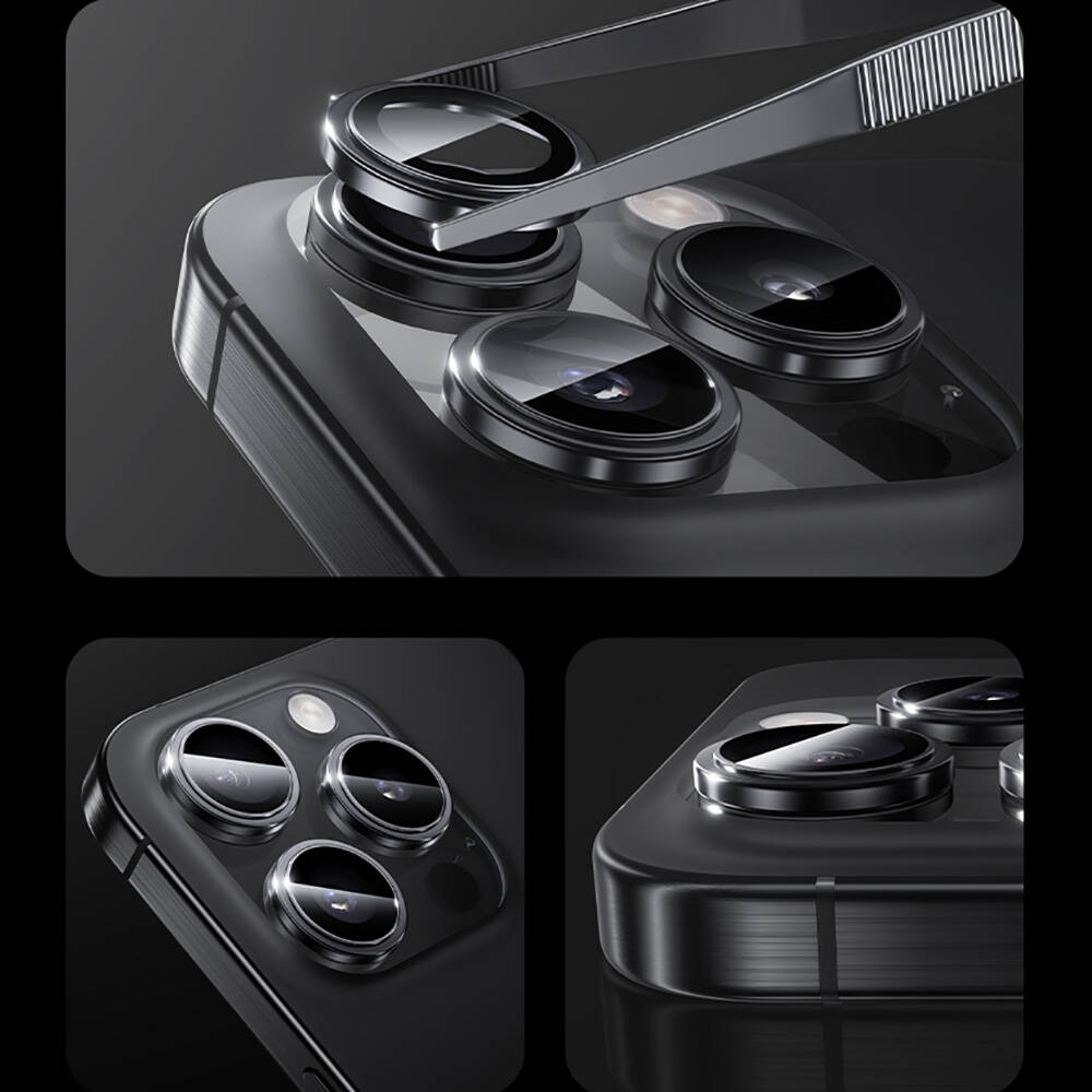 Apple iPhone 16 Pro Max Benks Parlama Önleyici Glass Warrior Metal Kamera Lens Koruyucu - 5