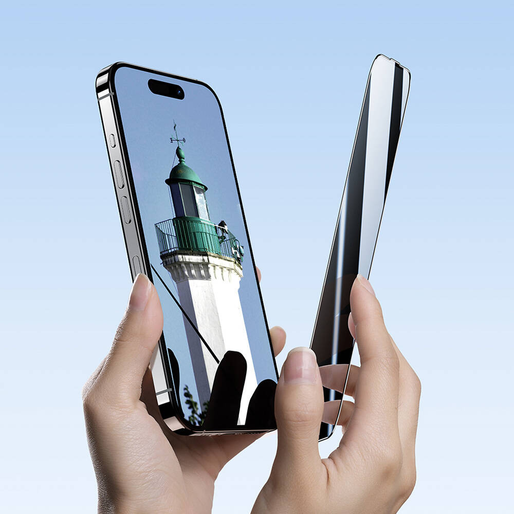 Apple iPhone 15 Plus Uyumlu Benks Ultra Shield 0.4mm Privacy Ekran Koruyucu + Kolay Uygulama Aparatlı - 7