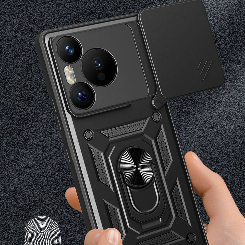 Huawei Pura 70 5G Kılıf Magnetik Standlı Kamera Korumalı Zore Sürgülü Vega Kapak - 1