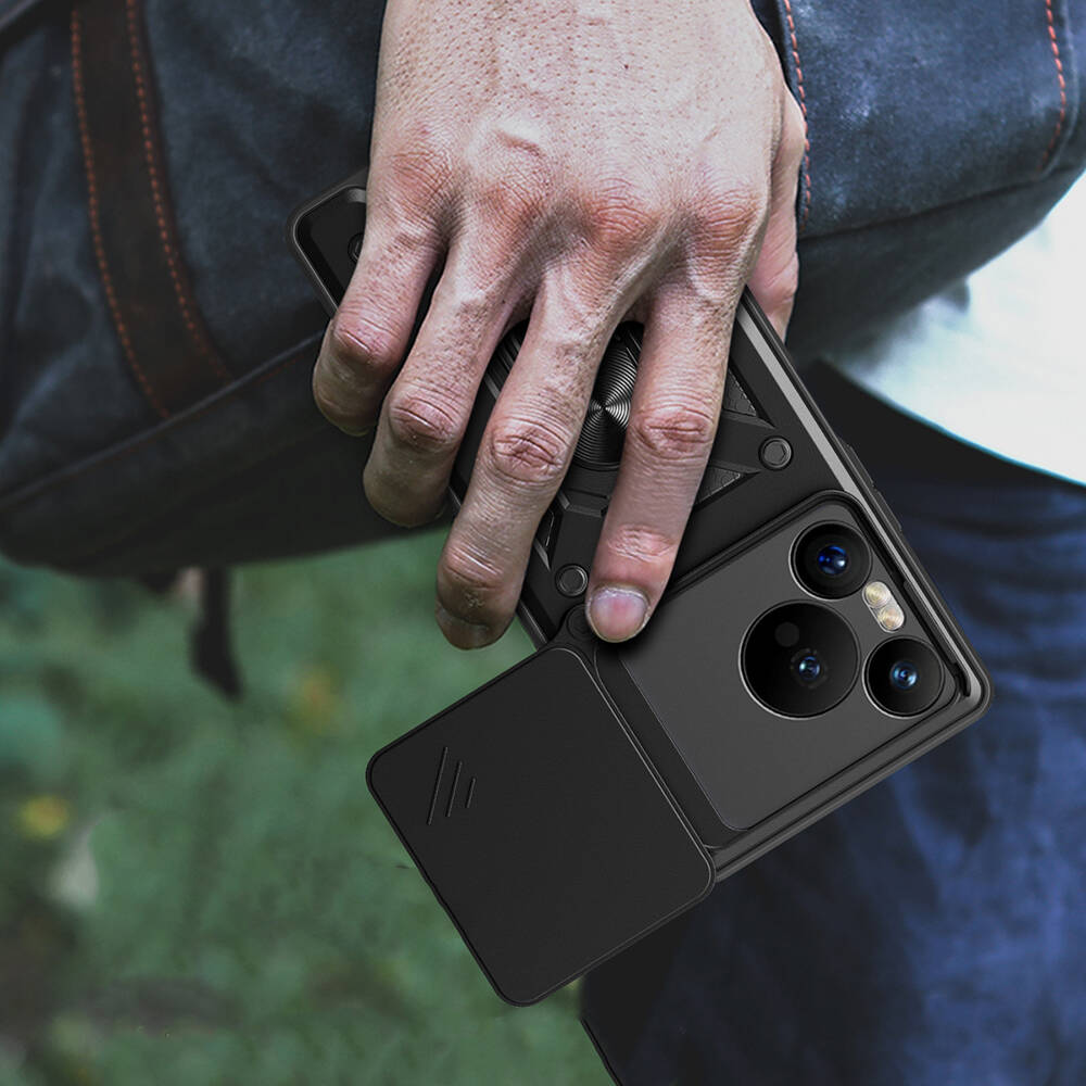 Huawei Pura 70 5G Kılıf Magnetik Standlı Kamera Korumalı Zore Sürgülü Vega Kapak - 8