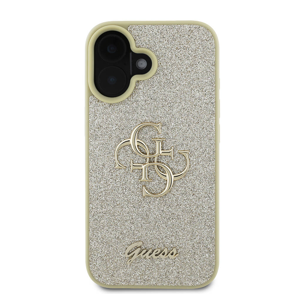 Apple iPhone 16 Kılıf Guess Orjinal Lisanslı 4G Büyük Metal Logolu Glitter Kapak - 8