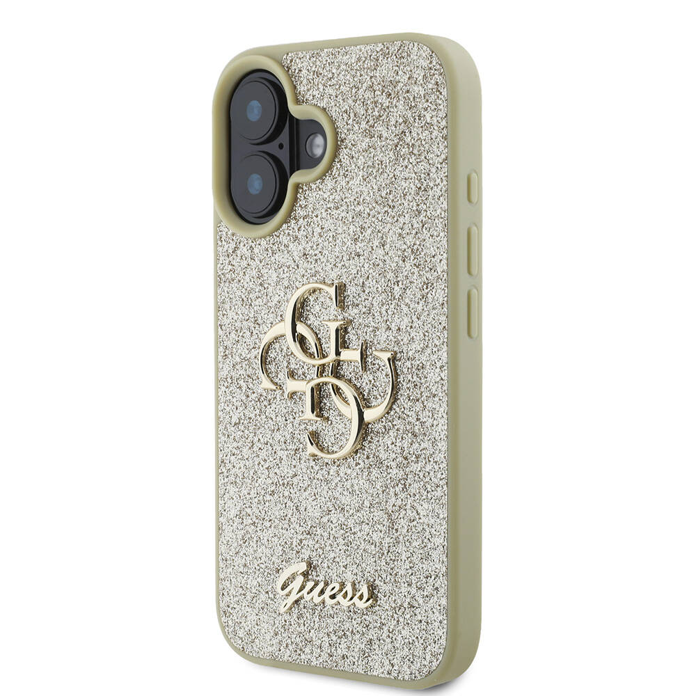 Apple iPhone 16 Kılıf Guess Orjinal Lisanslı 4G Büyük Metal Logolu Glitter Kapak - 14