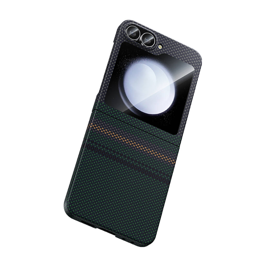 Samsung Galaxy Z Flip 6 Uyumlu Kılıf Karbon Fiber Tasarımlı Benks Aurora ArmorAir Kevlar Kapak - 1