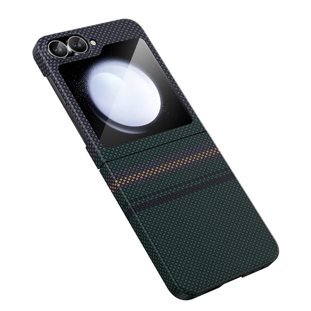 Samsung Galaxy Z Flip 6 Uyumlu Kılıf Karbon Fiber Tasarımlı Benks Aurora ArmorAir Kevlar Kapak - 2