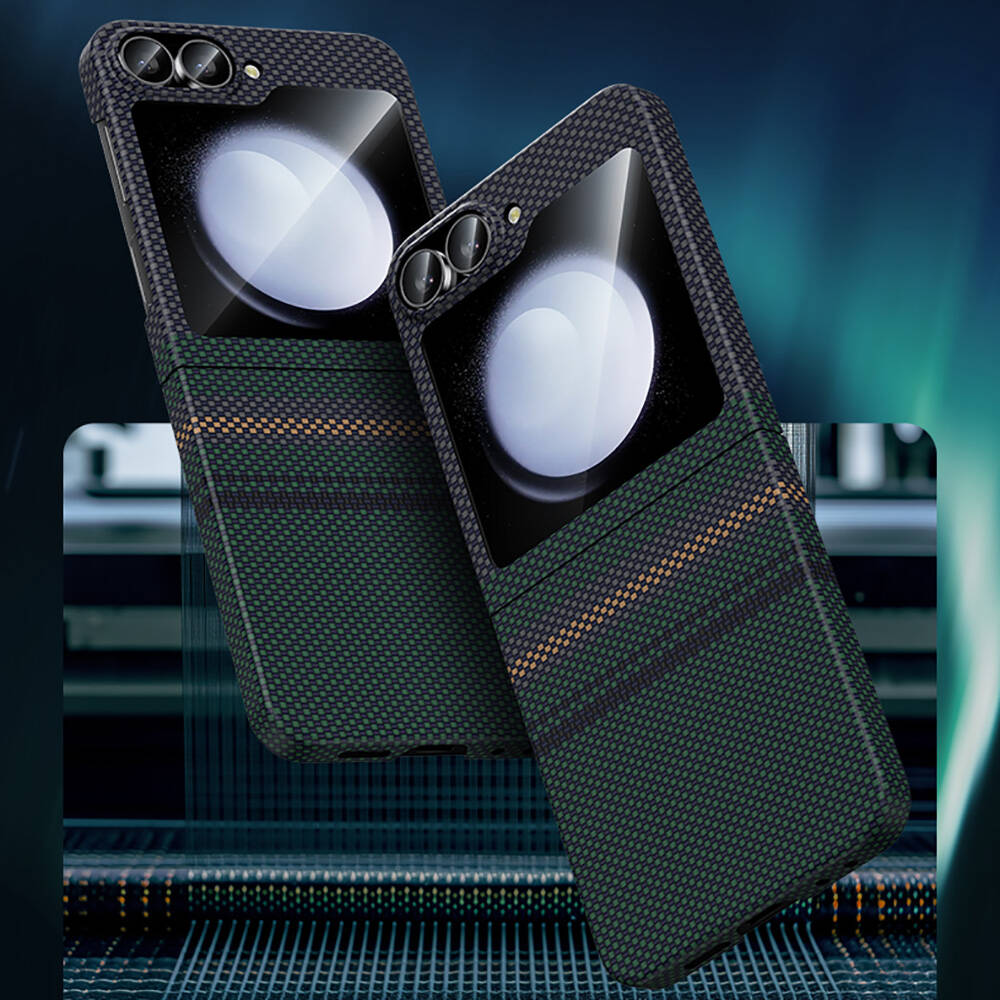 Samsung Galaxy Z Flip 6 Uyumlu Kılıf Karbon Fiber Tasarımlı Benks Aurora ArmorAir Kevlar Kapak - 3
