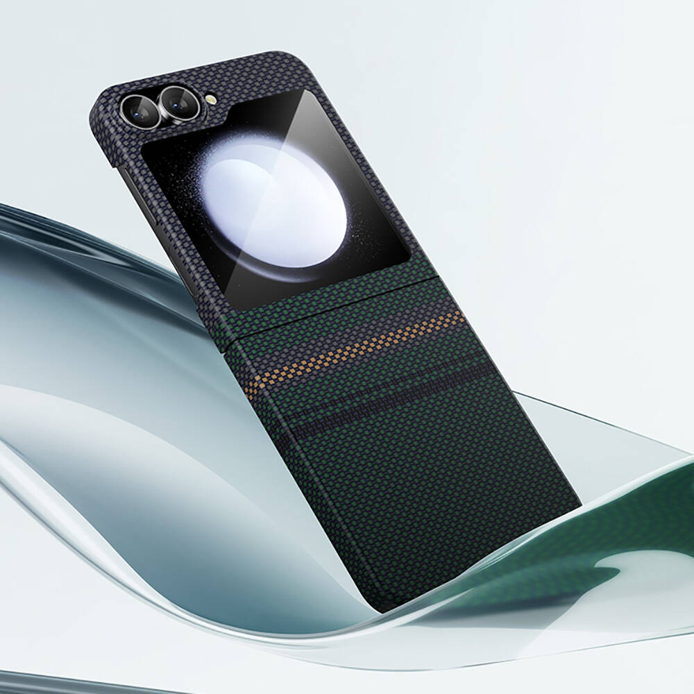 Samsung Galaxy Z Flip 6 Uyumlu Kılıf Karbon Fiber Tasarımlı Benks Aurora ArmorAir Kevlar Kapak - 5