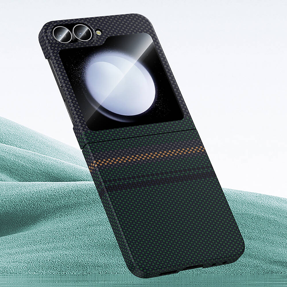 Samsung Galaxy Z Flip 6 Uyumlu Kılıf Karbon Fiber Tasarımlı Benks Aurora ArmorAir Kevlar Kapak - 7