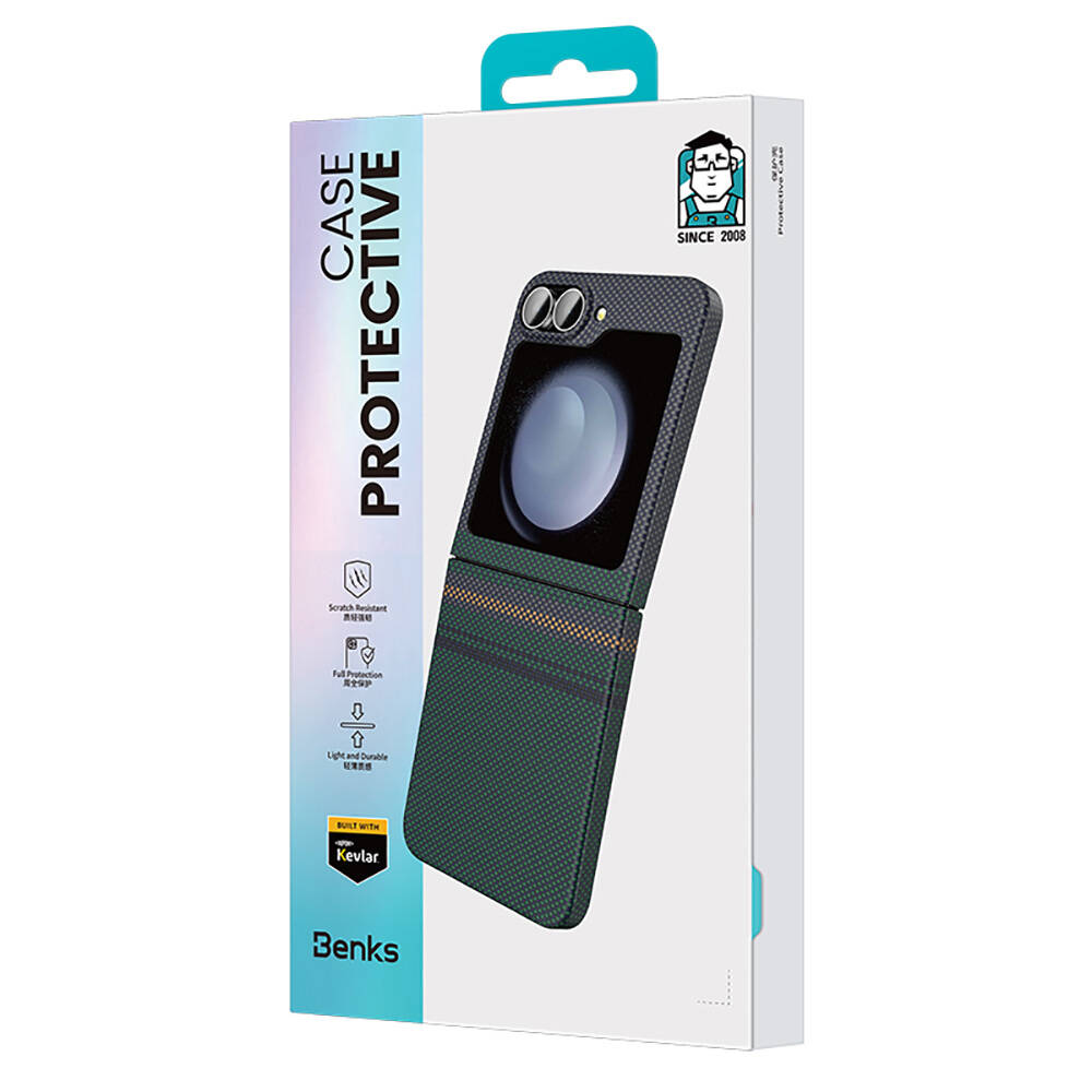 Samsung Galaxy Z Flip 6 Uyumlu Kılıf Karbon Fiber Tasarımlı Benks Aurora ArmorAir Kevlar Kapak - 11