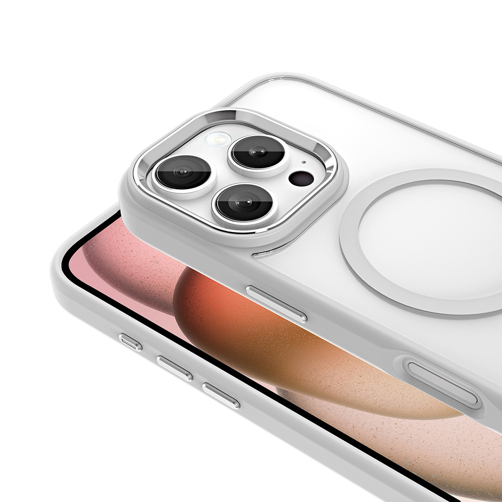 Apple iPhone 16 Pro Uyumlu Kılıf Wireless Şarj Özellikli Zore Krom Magsafe Silikon Kapak - 14