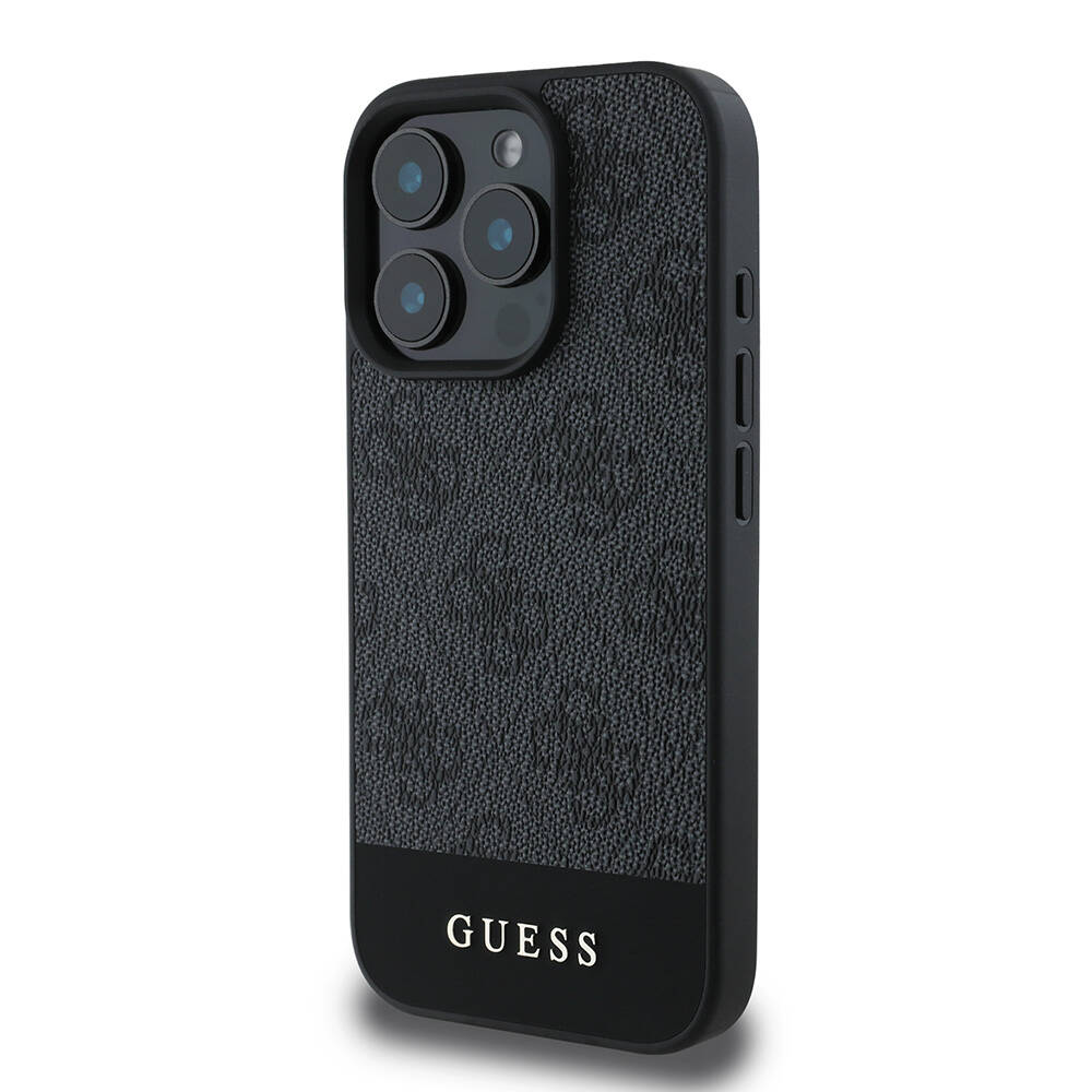 Apple iPhone 16 Pro Kılıf Guess Orjinal Lisanslı Magsafe Şarj Özellikli PU Deri Şerit Logo Dizaynlı Kapak - 9