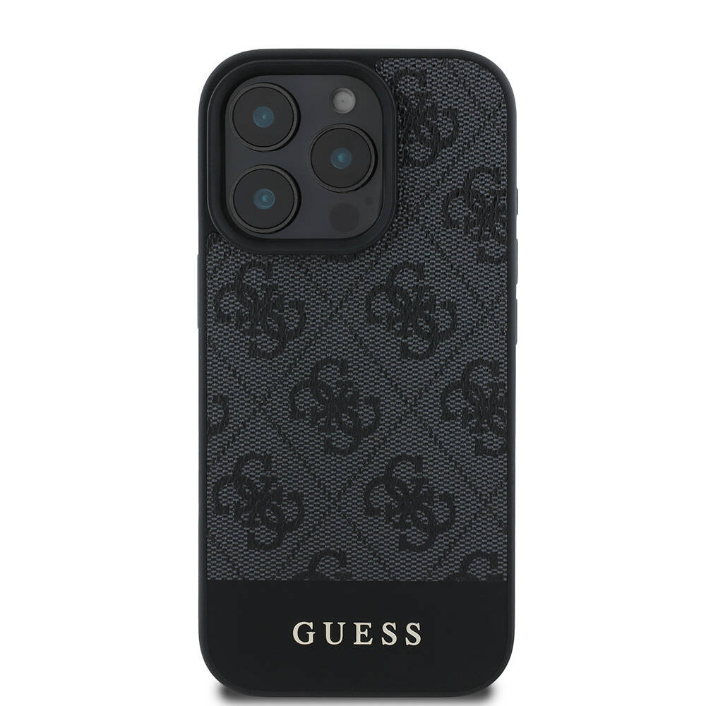 Apple iPhone 16 Pro Kılıf Guess Orjinal Lisanslı Magsafe Şarj Özellikli PU Deri Şerit Logo Dizaynlı Kapak - 10