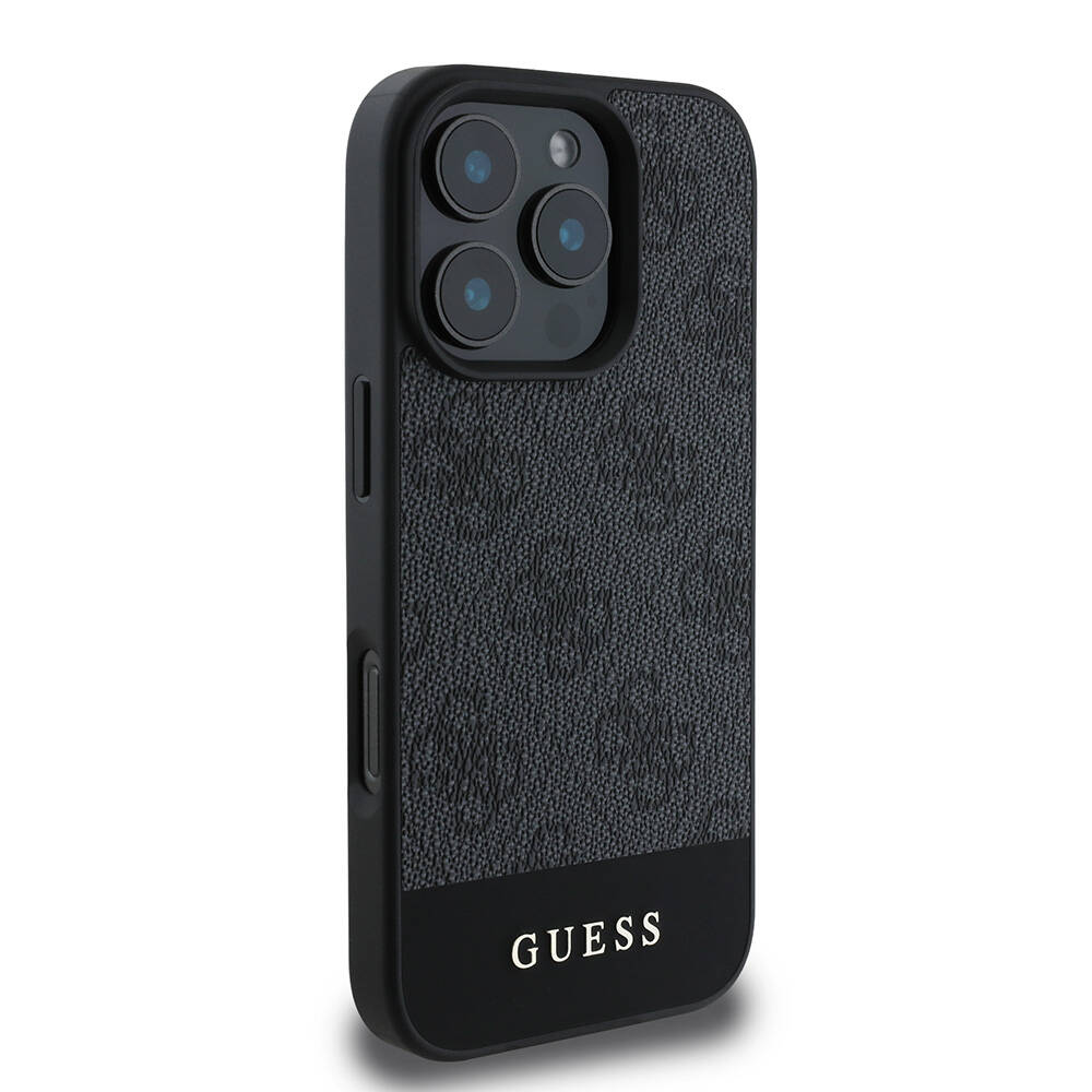 Apple iPhone 16 Pro Kılıf Guess Orjinal Lisanslı Magsafe Şarj Özellikli PU Deri Şerit Logo Dizaynlı Kapak - 11