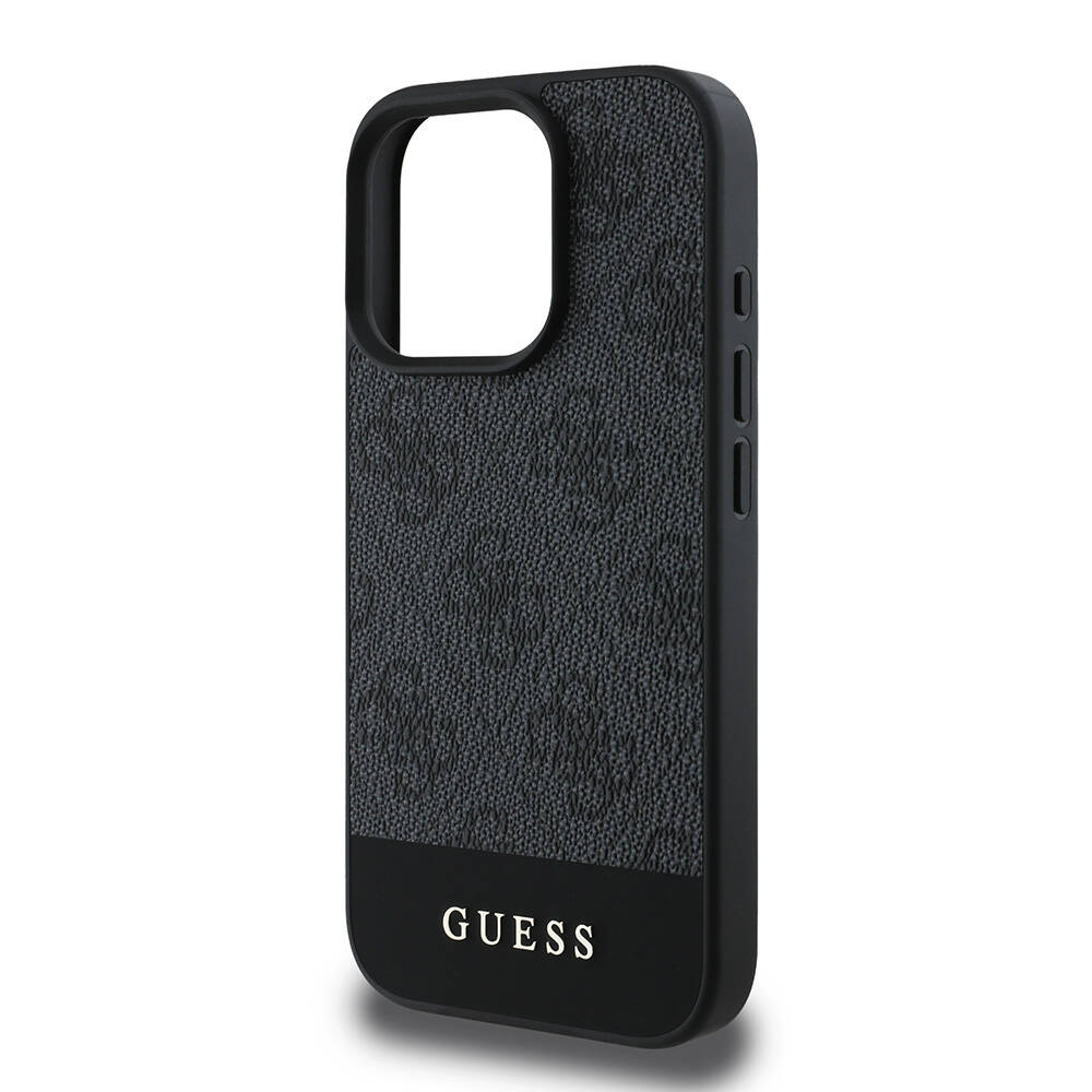 Apple iPhone 16 Pro Kılıf Guess Orjinal Lisanslı Magsafe Şarj Özellikli PU Deri Şerit Logo Dizaynlı Kapak - 13