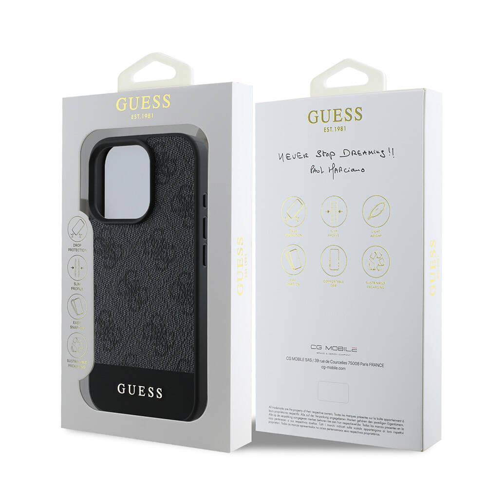 Apple iPhone 16 Pro Kılıf Guess Orjinal Lisanslı Magsafe Şarj Özellikli PU Deri Şerit Logo Dizaynlı Kapak - 15